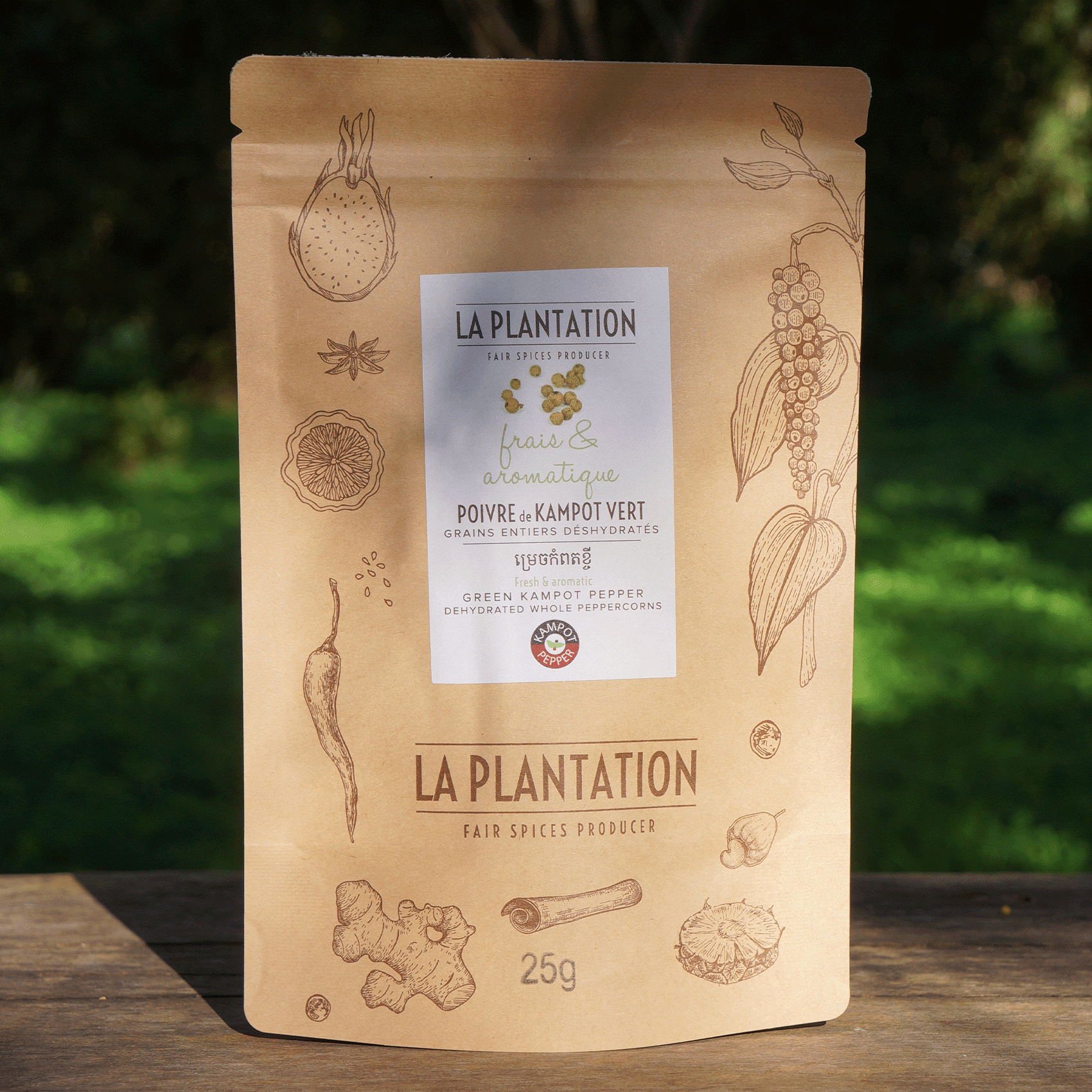paquet de poivre de kampot vert fermeture zip