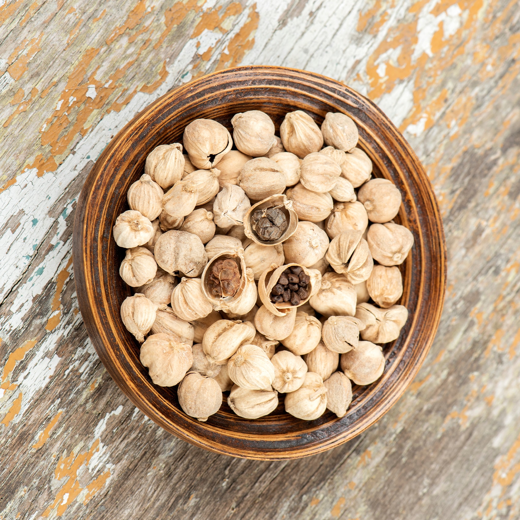 graines de cardamome sauvage dans un bol