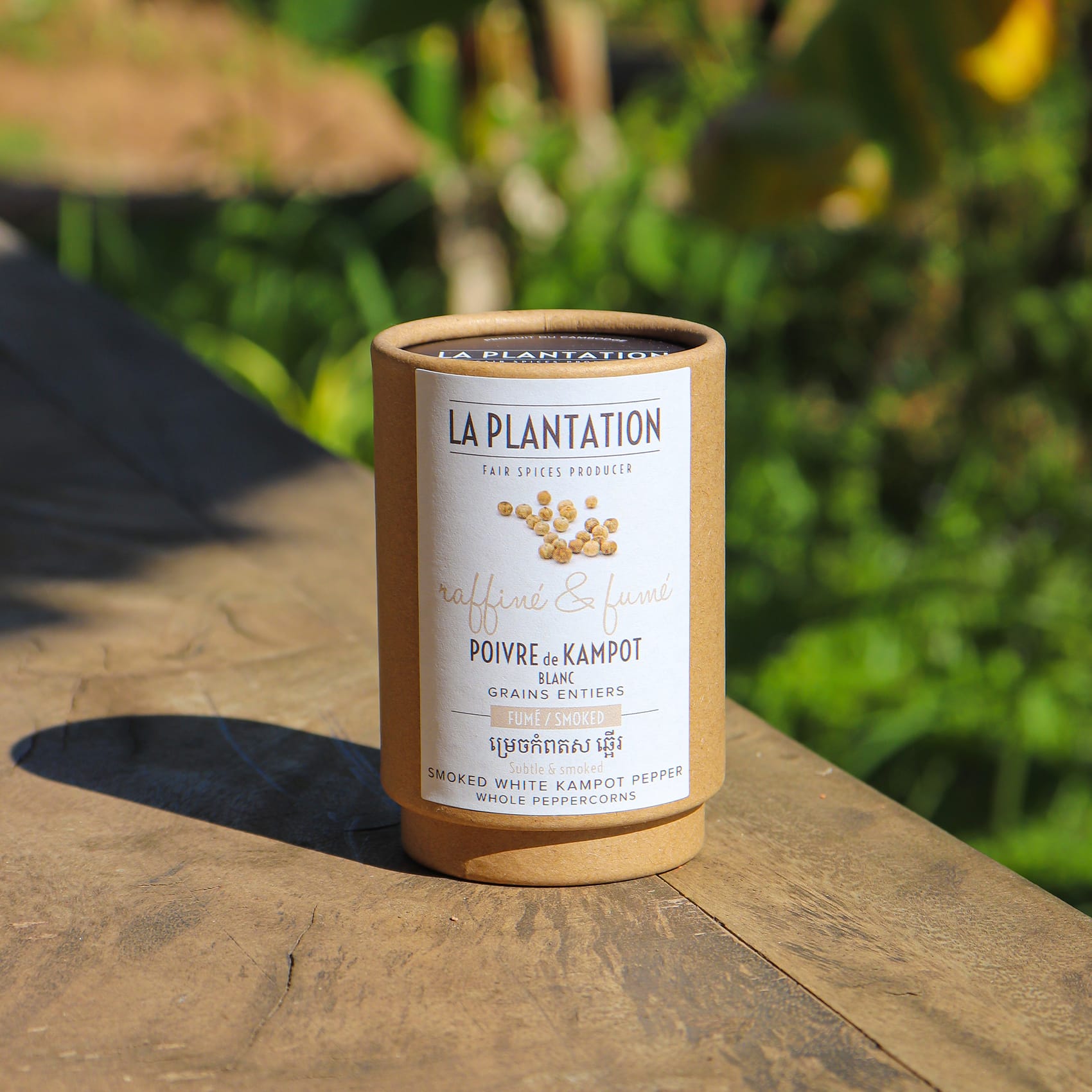 tube kraft de poivres de kampot blanc fumé