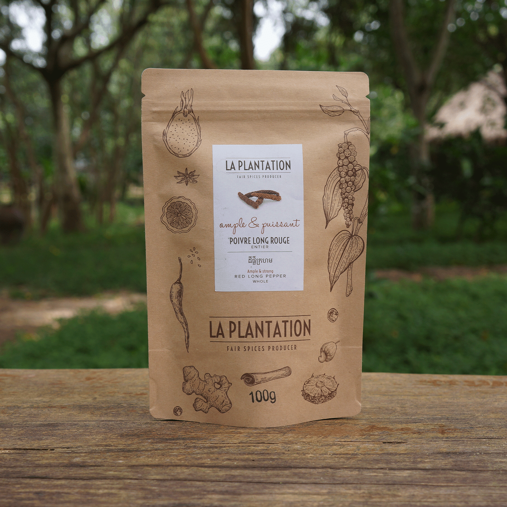 paquet de poivre long rouge avec fermeture zip