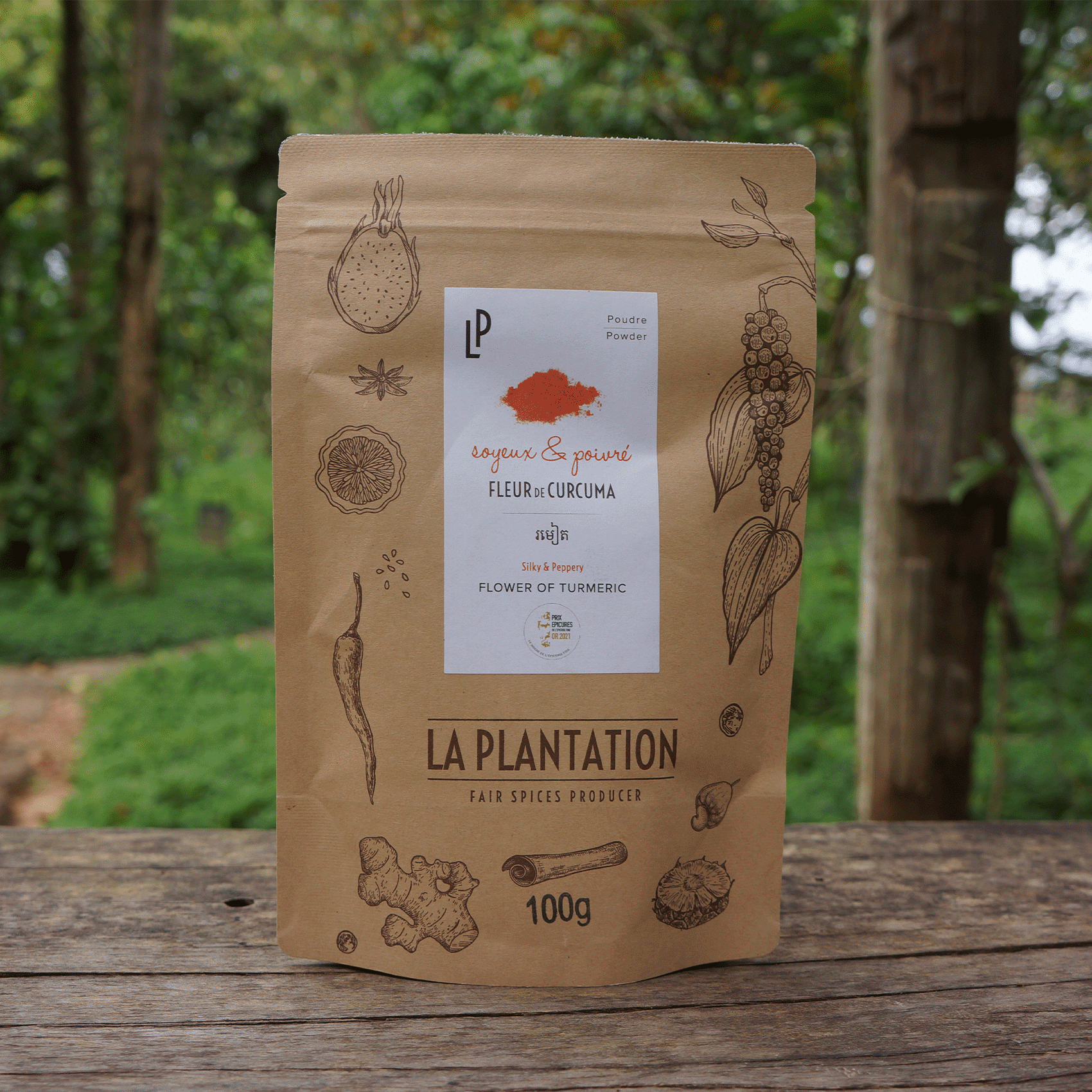 paquet de curcuma en poudre avec fermeture zip