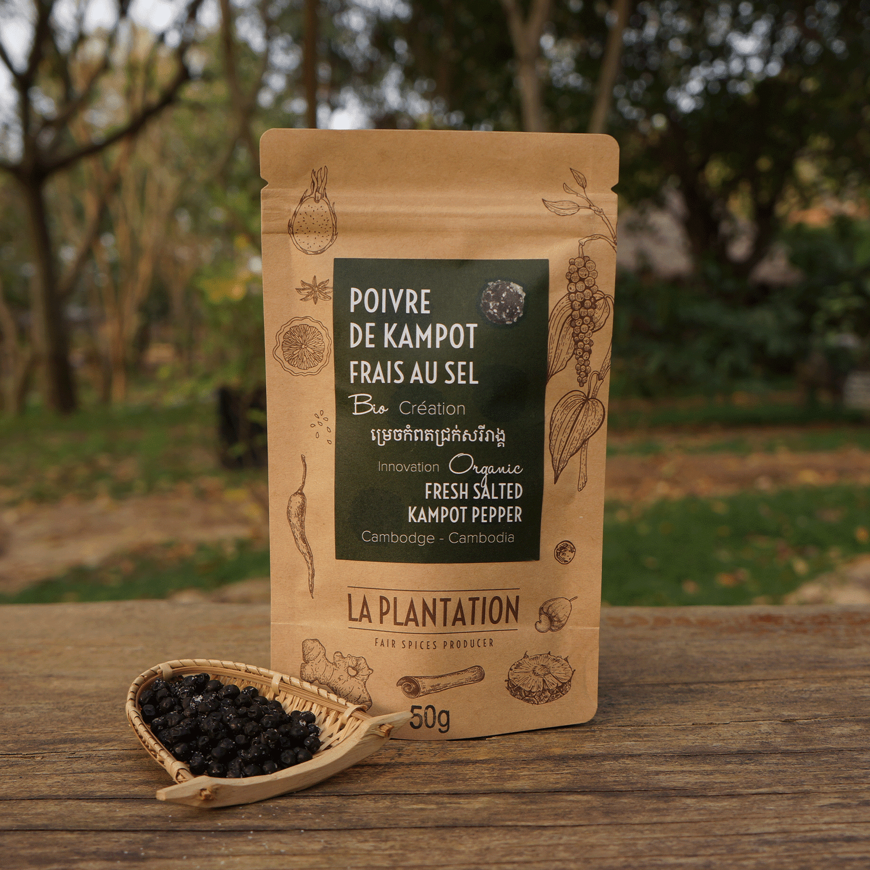 paquet de poivre noir fermenté au sel bio