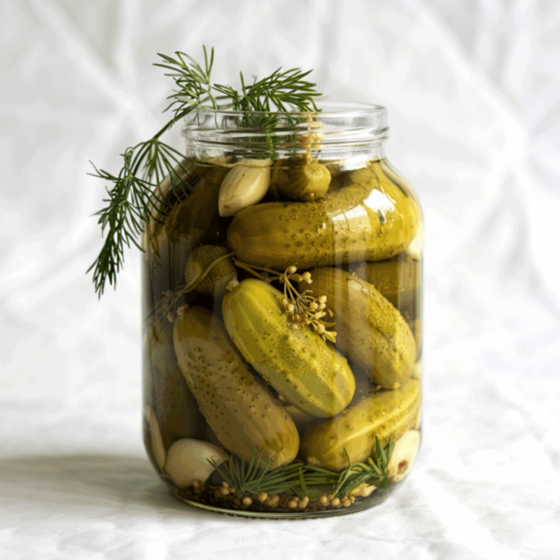 bocal de cornichons sur un fond blanc