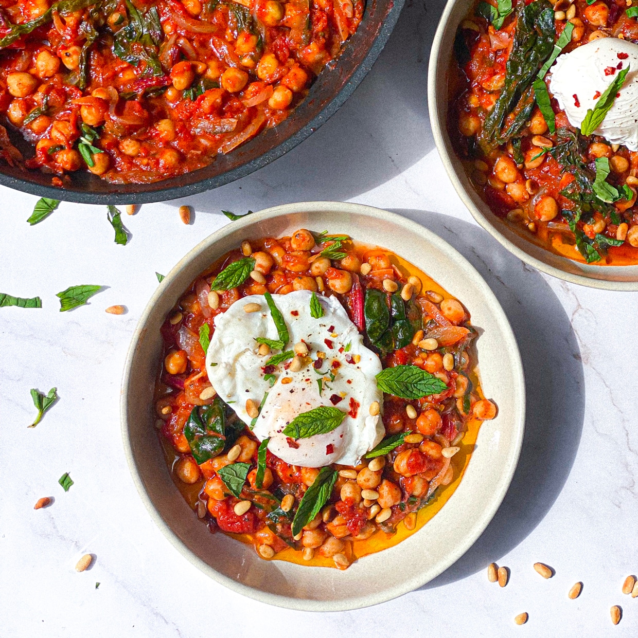 recette de Pois chiches tomates, cannelle et menthe