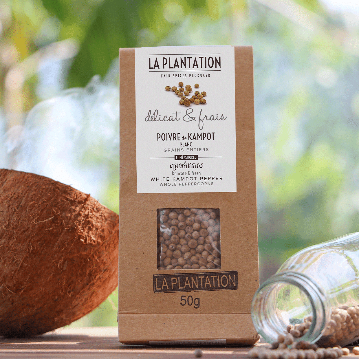 sachet de poivre de kampot blanc fumé