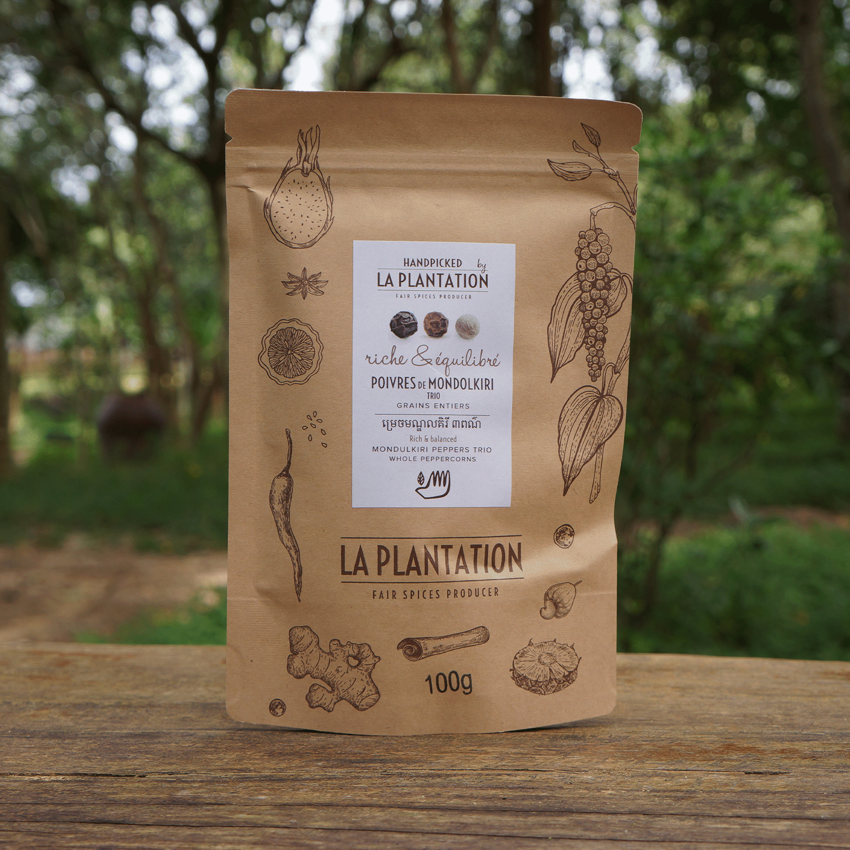 paquet de 3 poivres de mondolkiri avec fermeture zip