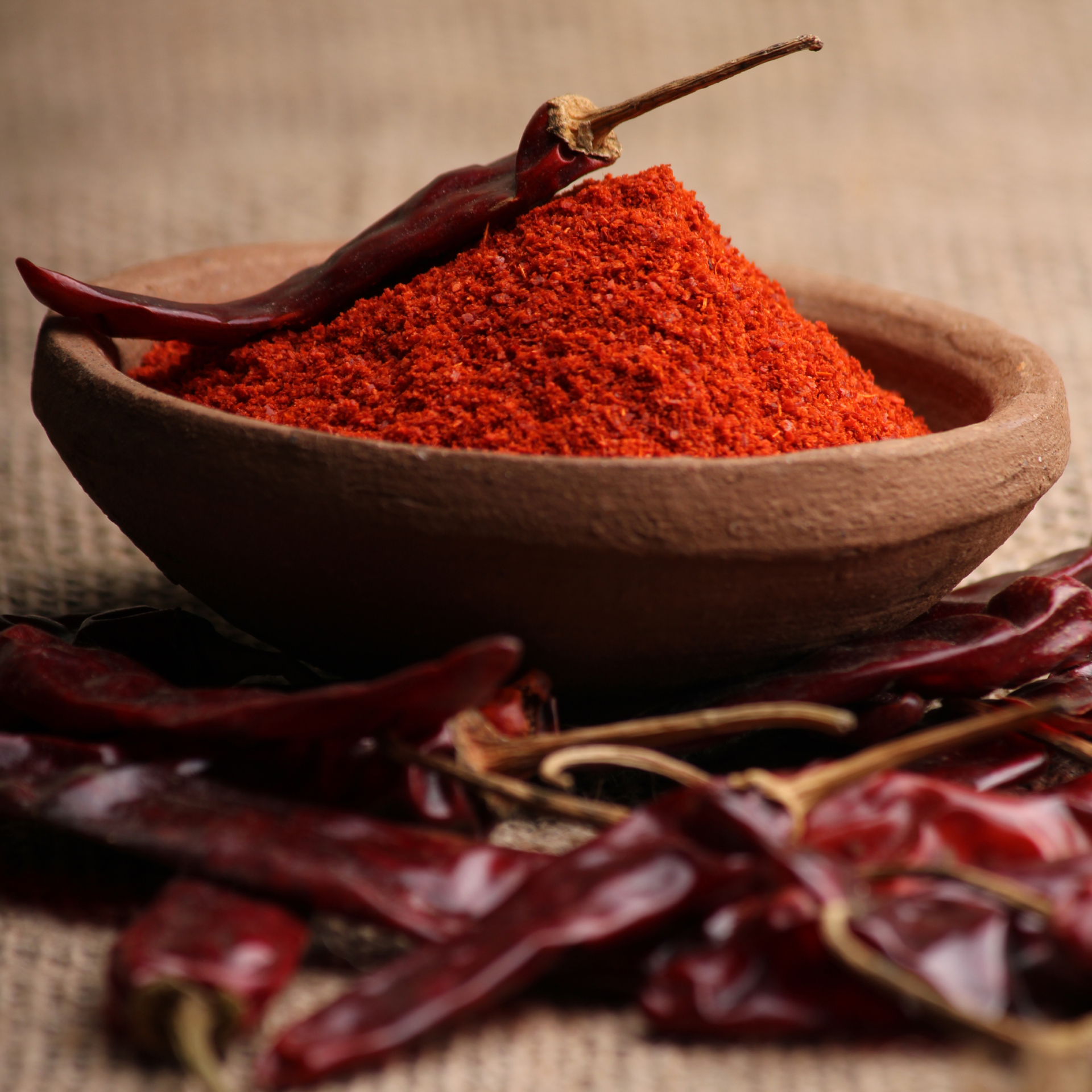 piment rouge et épicé en poudre de piment