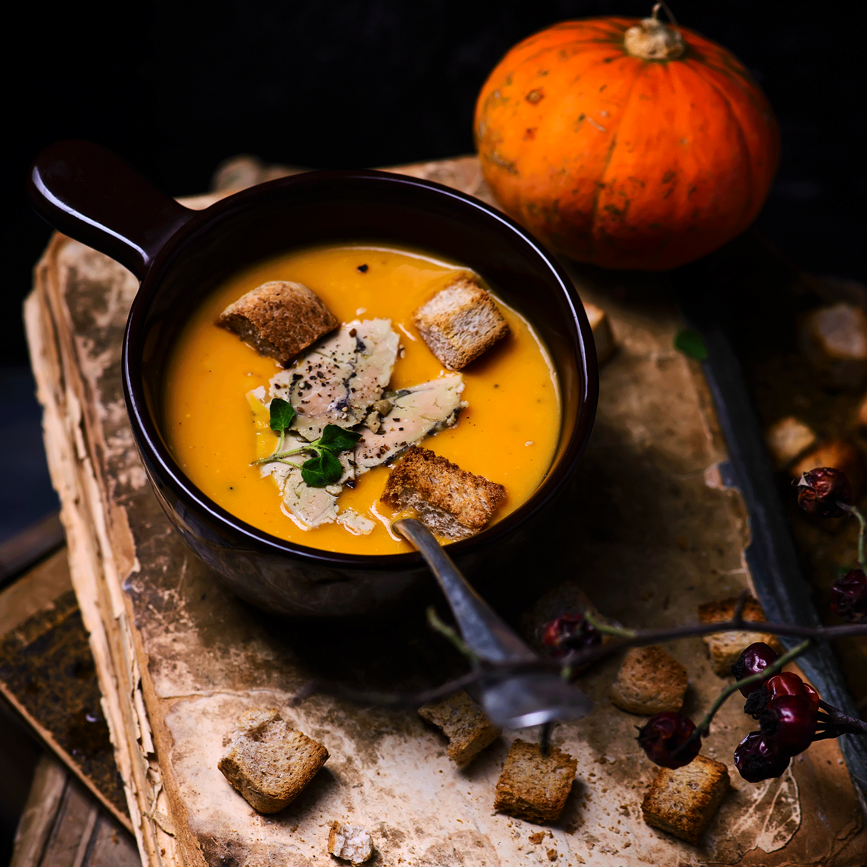 recette de soupe avec tranche de foie gras cuites