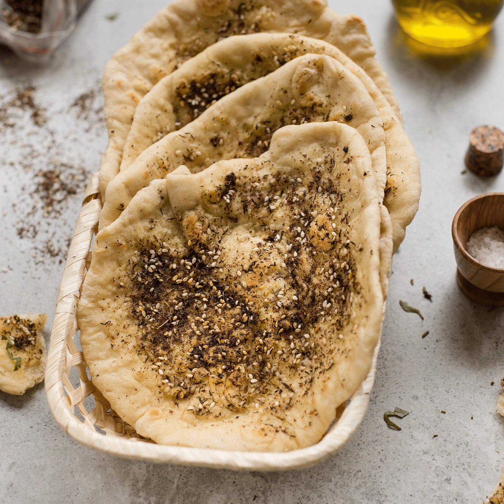 Pain au mélange d'épices Zaatar