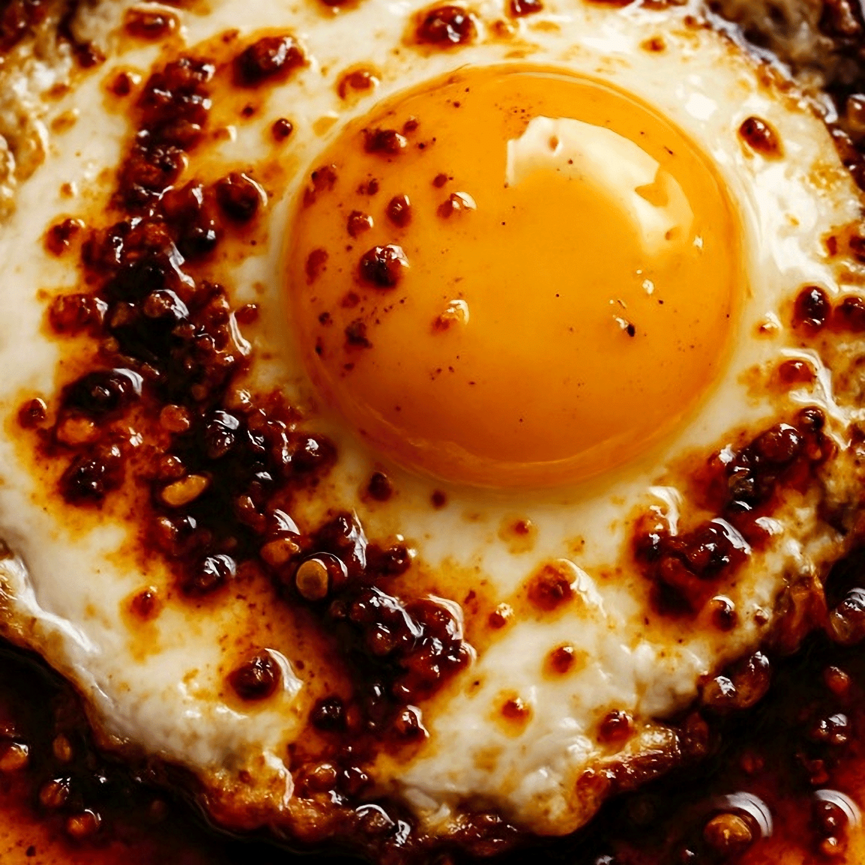 oeuf au plat et sauce pimentée