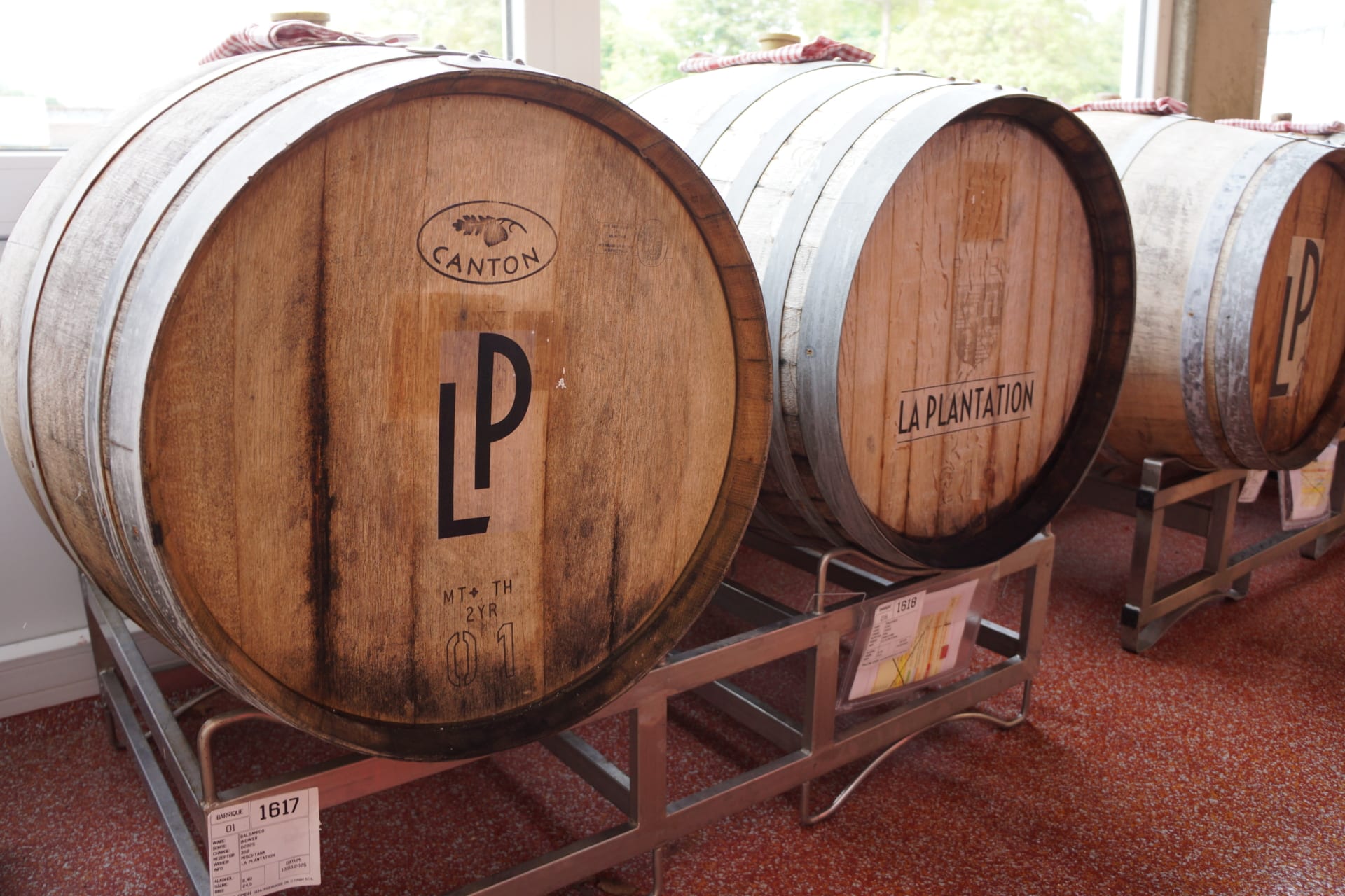 tonneaux en bois remplis de vinaigre