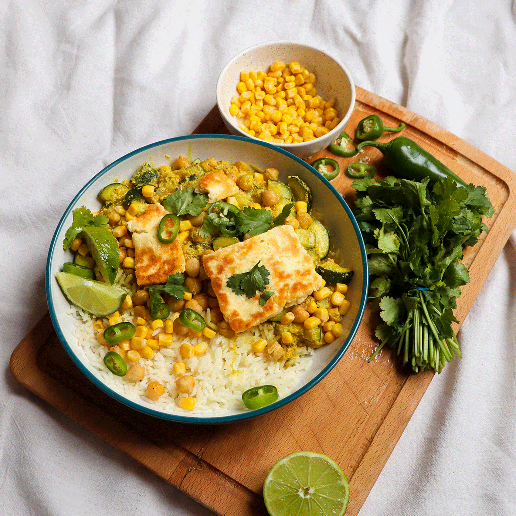 halloumi frits au curry vert