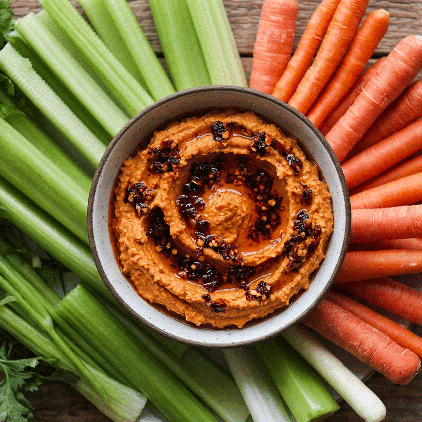 légumes en bâtonnets avec houmous maison